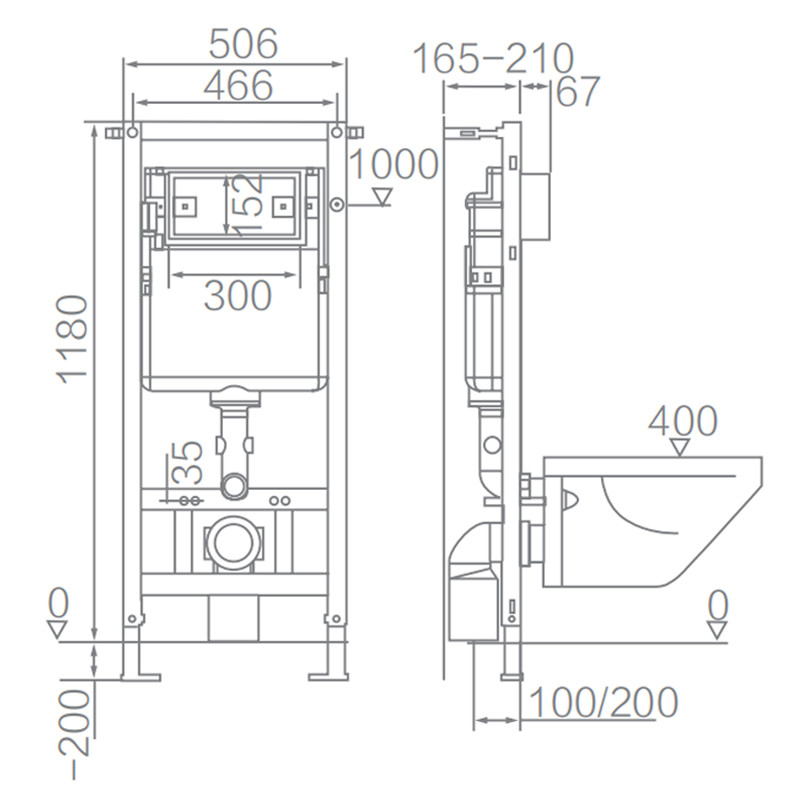 3/6L Concealed Water Cistern SS Frame PVC For Self Standing Toilet