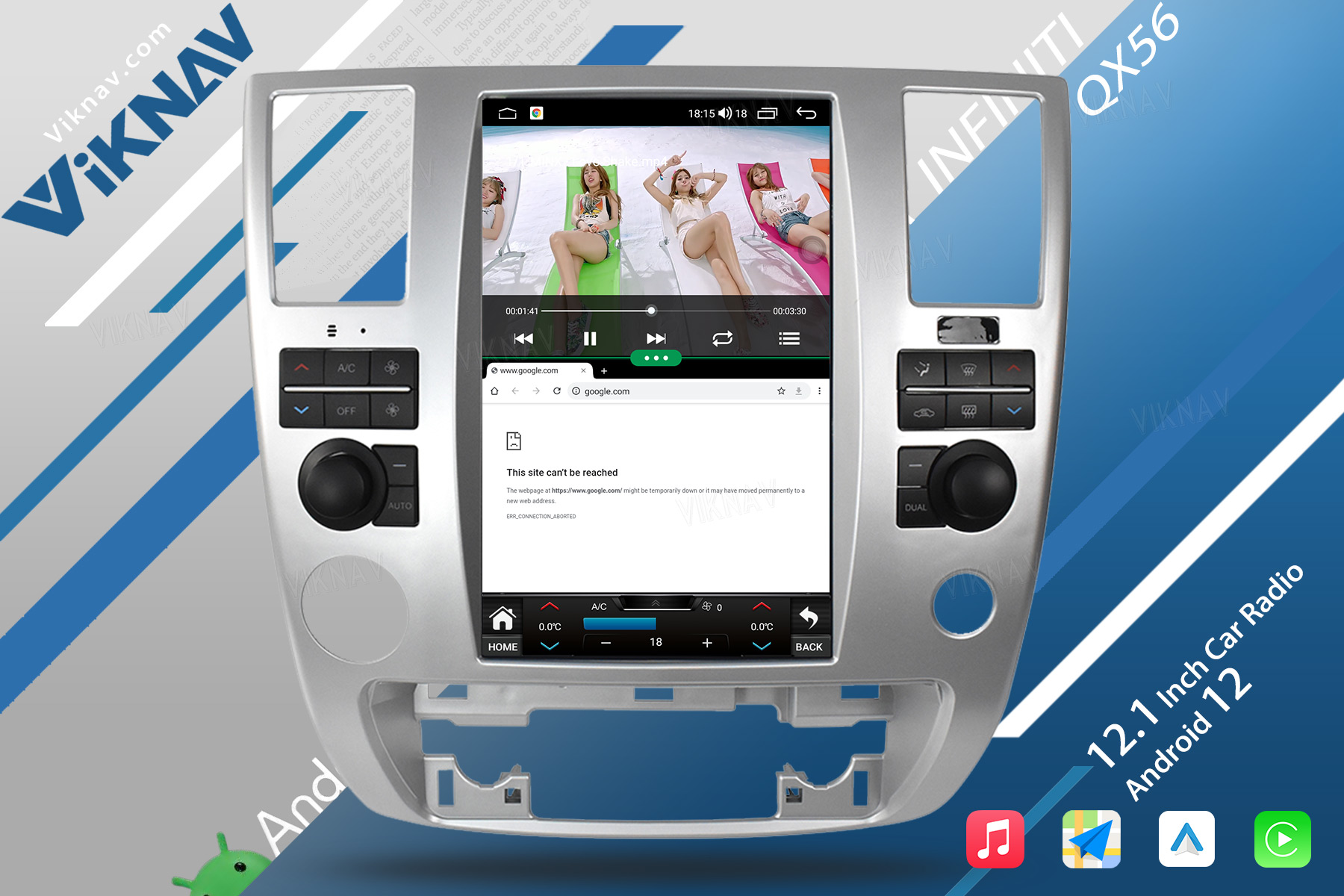 Viknav Car Radio For Infiniti QX56 2007-2010 Touch Screen 12.1 inch GPS Navigation Multimedia Player Stereo Head UNIT