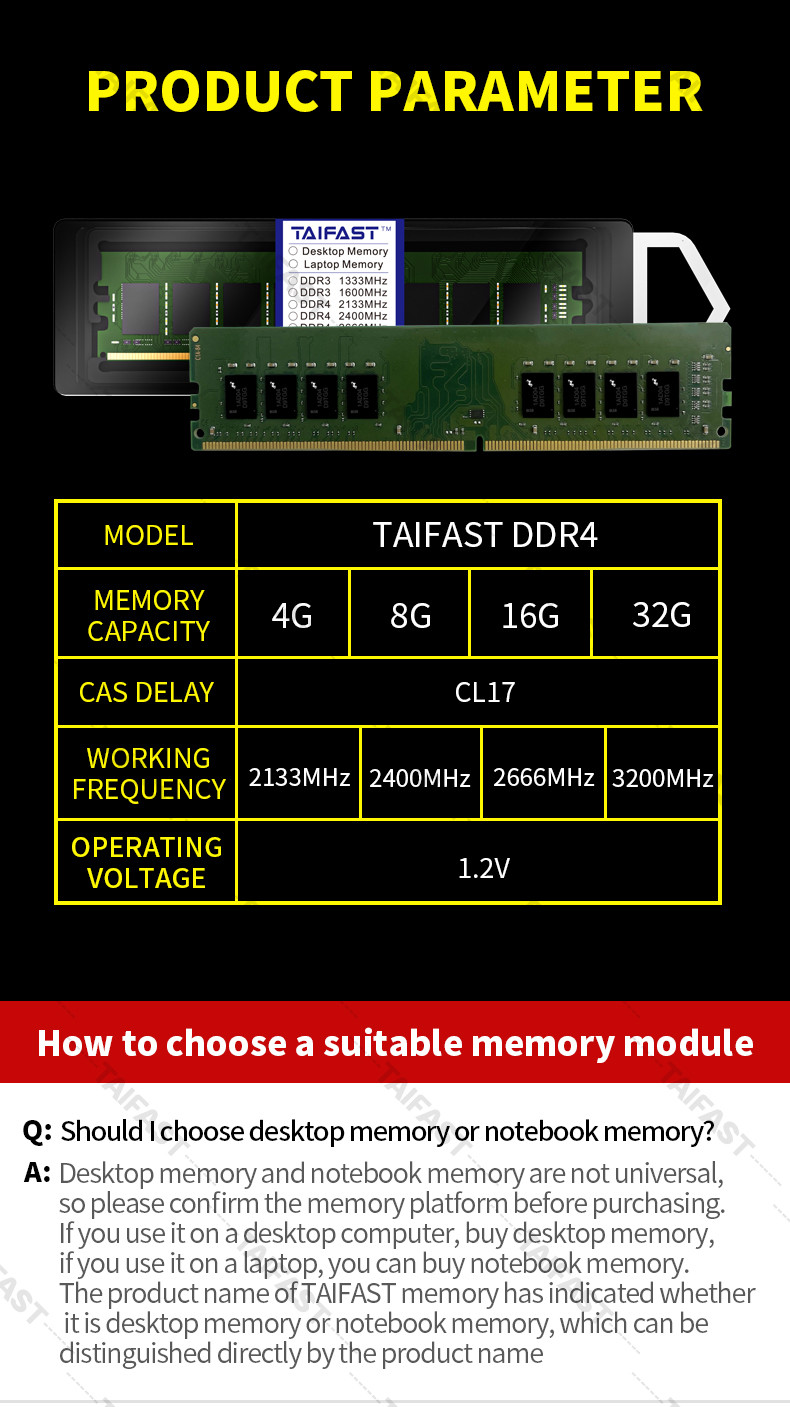 Hynix 16gb DDR4 2400mhz Desktop Ram CL17 3 Years PC Memory 1.5V