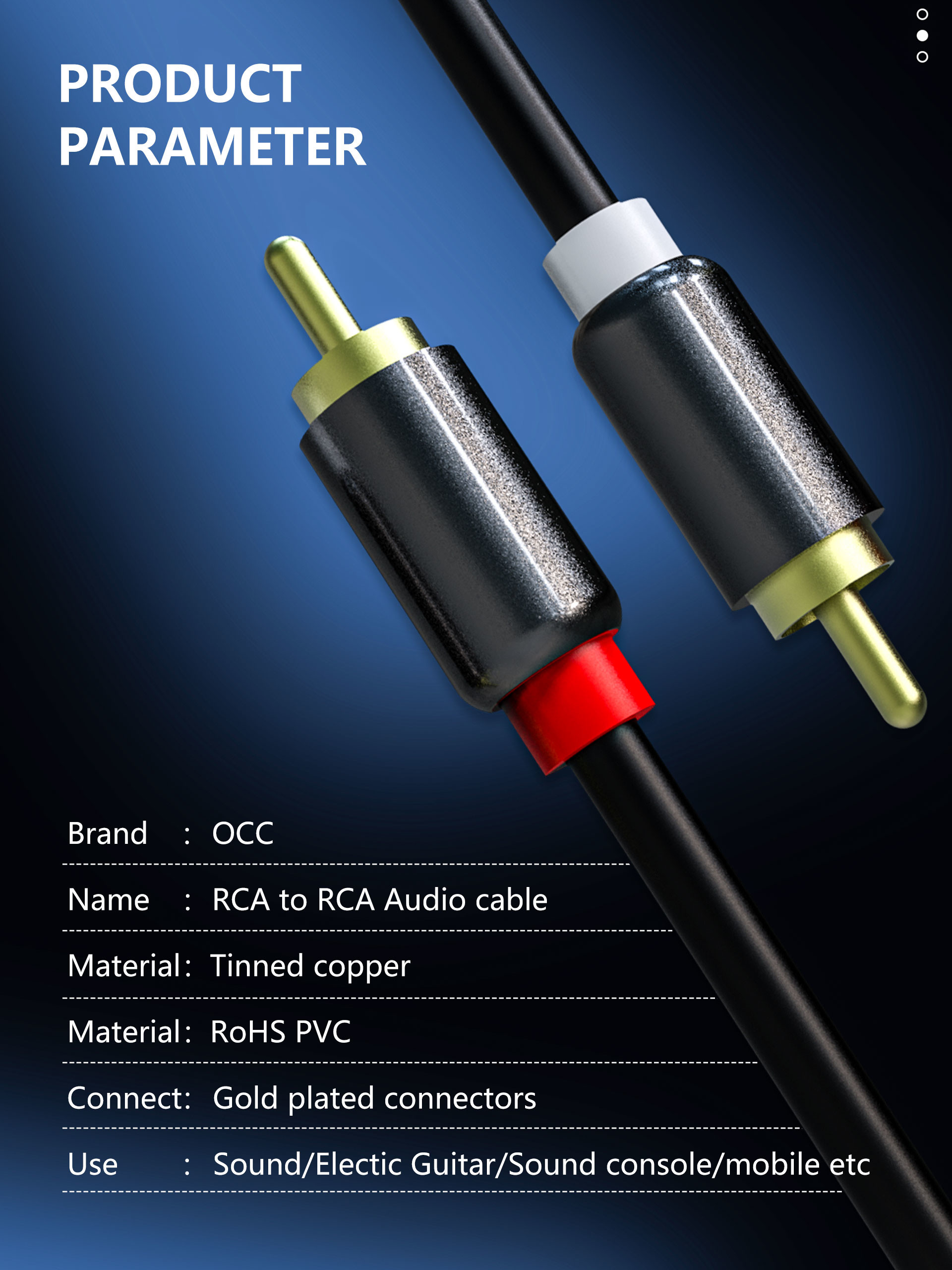 3.3ft RCA To RCA Audio And Video Cable Gold Plated For Home Theater OCC