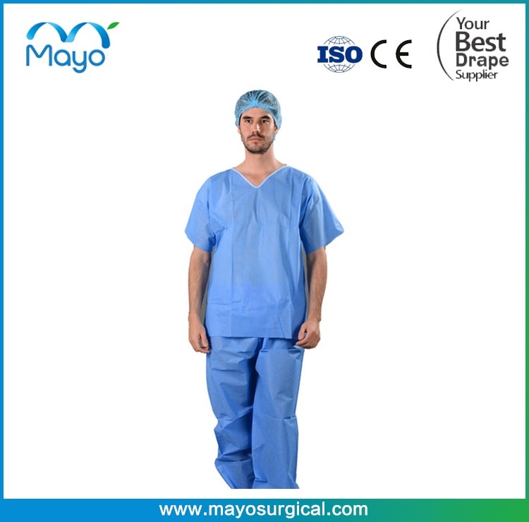 Blue 30gsm 40gsm Surgical Scrub Suits Light Blue Scrub Suit