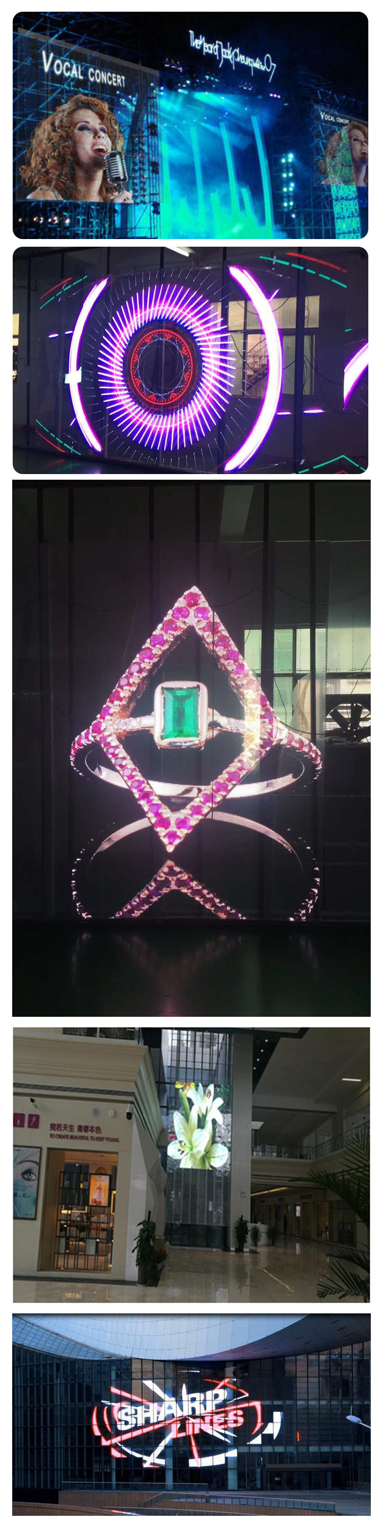 Glass Window Transparent Led Display Screen Banner Outdoor Mesh