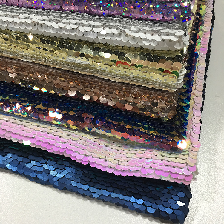 Fish Scale Glitter Sequin Fabric , Sequin Dress Fabric Reversible Tablecloth