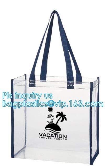 Promo PVC Plastic Shopping Handle Bag, Handling clear pvc blanket bags, handle reusable clear vinyl pvc cosmetic bags fo