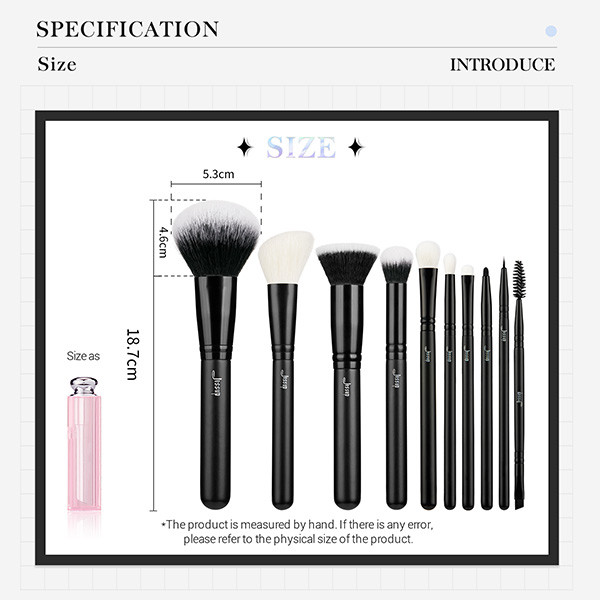 Jessup 10pcs Natural / Synthetic Hair Essential Makeup Brushes Set