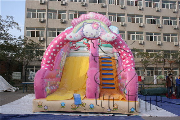 kids lovely kitty cat inflatable slide for sale
