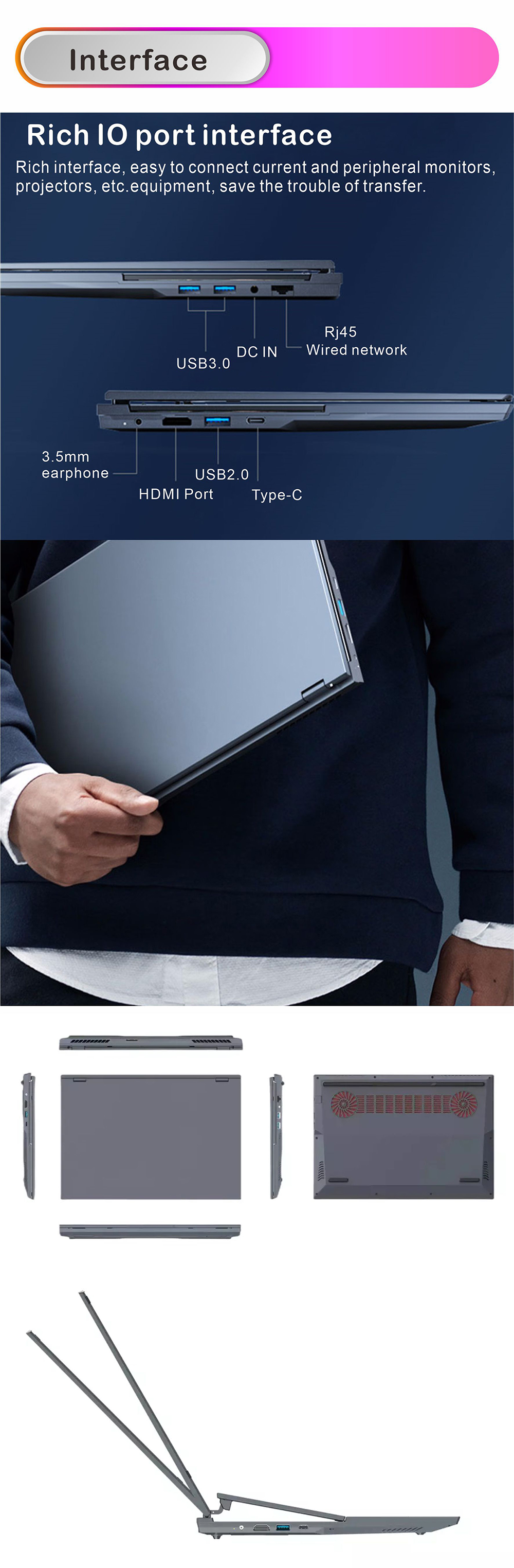 OEM Dual Screen Laptop , Business Laptop Computers With 16 Inch 14 Inch Touch Screen