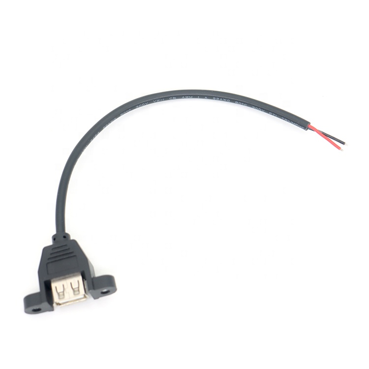 Customized Panel Mount USB Type A Female to Open Bare End Wires Cable