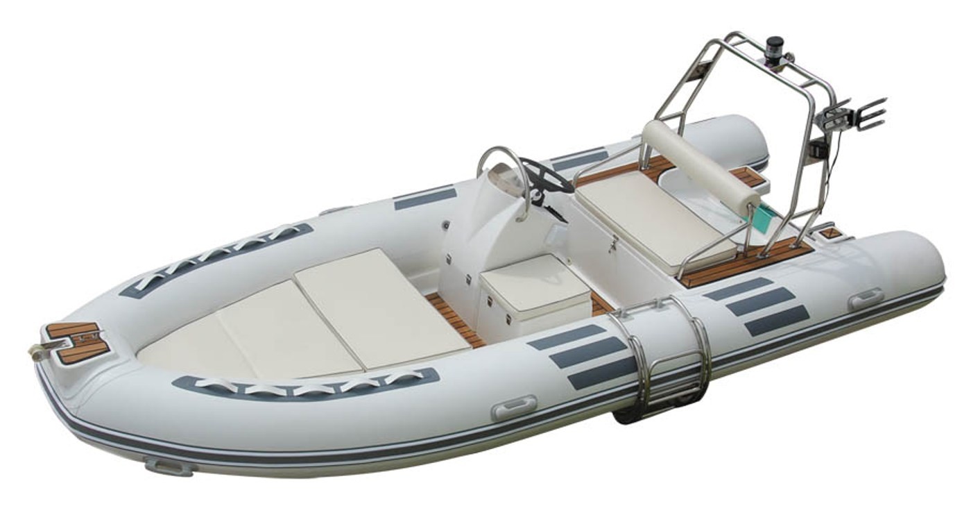 Rigid Hull Inflatable Fishing Pontoon Boats Light Grey 16 Feet With Sunbed