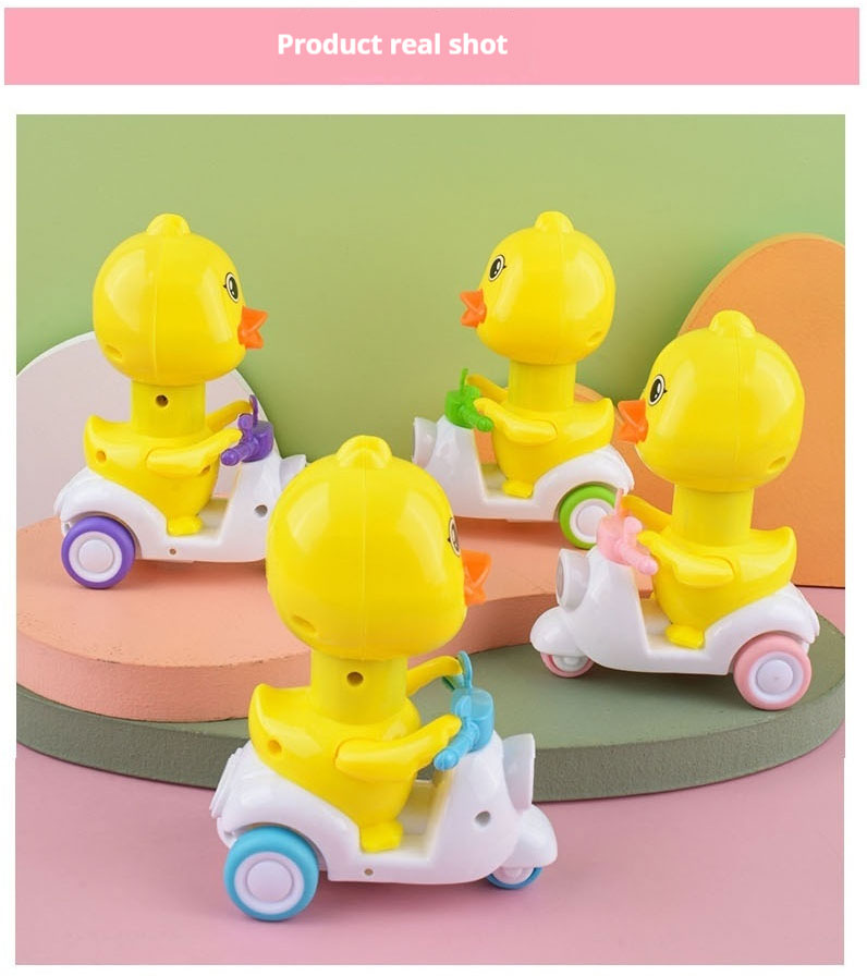 Wholesale Toys Rubber Ducklings Children's Pressure Inertia Return Little Yellow Duck Riding Duck Toy for Child