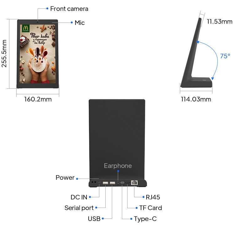 RJ45 NFC Desktop Tablets Digital 8 Inch High Definition IPS Screen