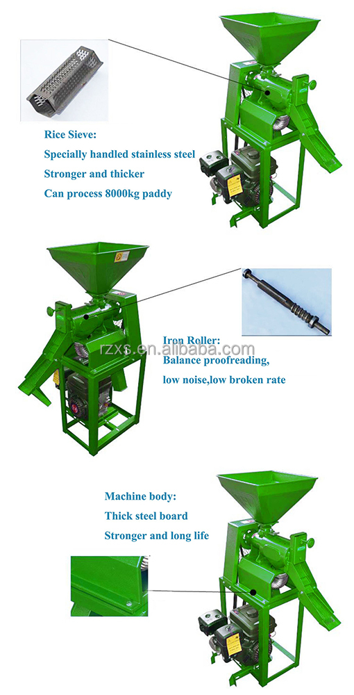 6n70 Mini Rice Milling Machine with Gasoline Engine and De-stoner at Competitive