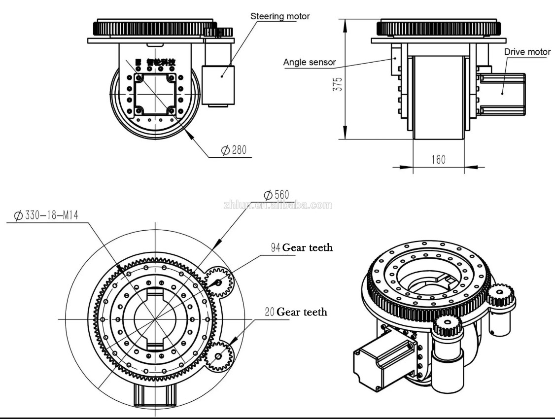 4000KG Agv Heavy Duty Electric Wheel Drive Motor For Platform Truck