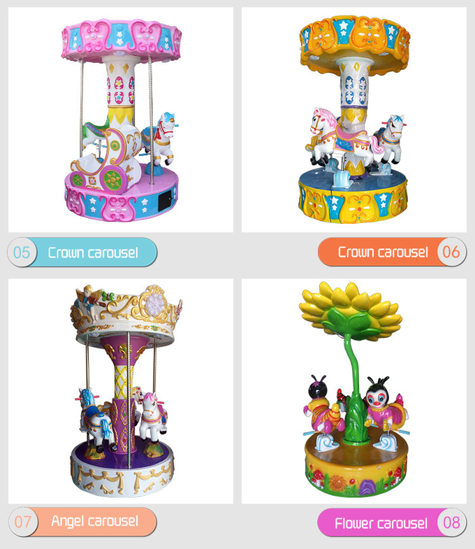 Attractive 3 Seats Mini Fairground Rides Small Carousel Merry Go Round For Shopping Mall