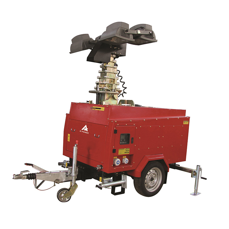 Trailer 10kva 10kw Portable Light Tower For Home Generator With Metal Halide 24V