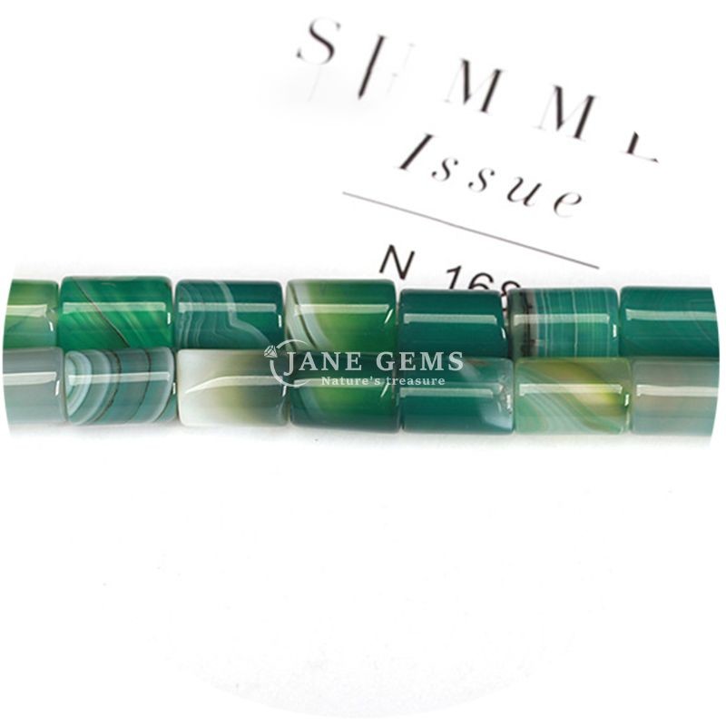 Wholesale Natural Crystal Gemstone Cylinder Shape Beads Striped Agate Cylinder Loose Bead Accessories for DIY Jewelry
