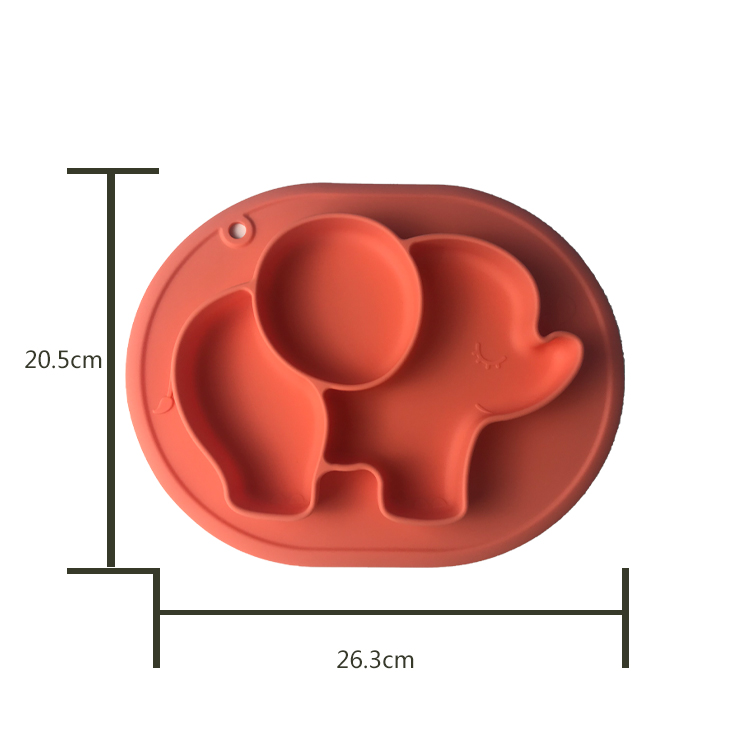 Food Feeding Elephant Silicone Baby Plates Customized Kids Dinning Plate Bpa Free