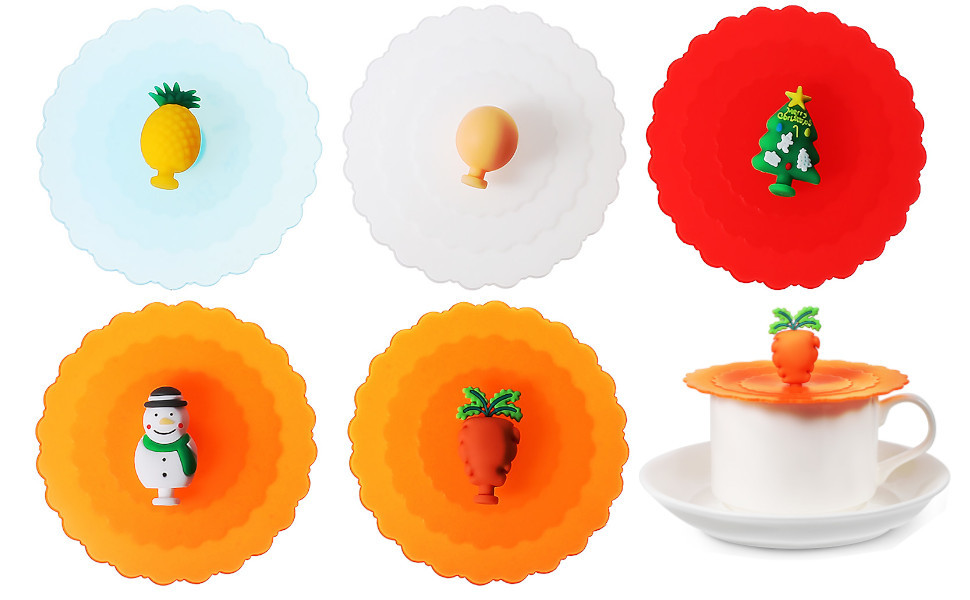 Silicone Mug Lid Cover, Colorful Anti-Dust Silicone Mug Cover Cute Reusable Silicone Lids For Cups Mug Beer Glass Indoor