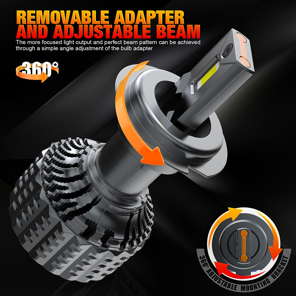 Super Bright Fan Cooled LED Headlights V20 H4 H7 3000K CCT 50W