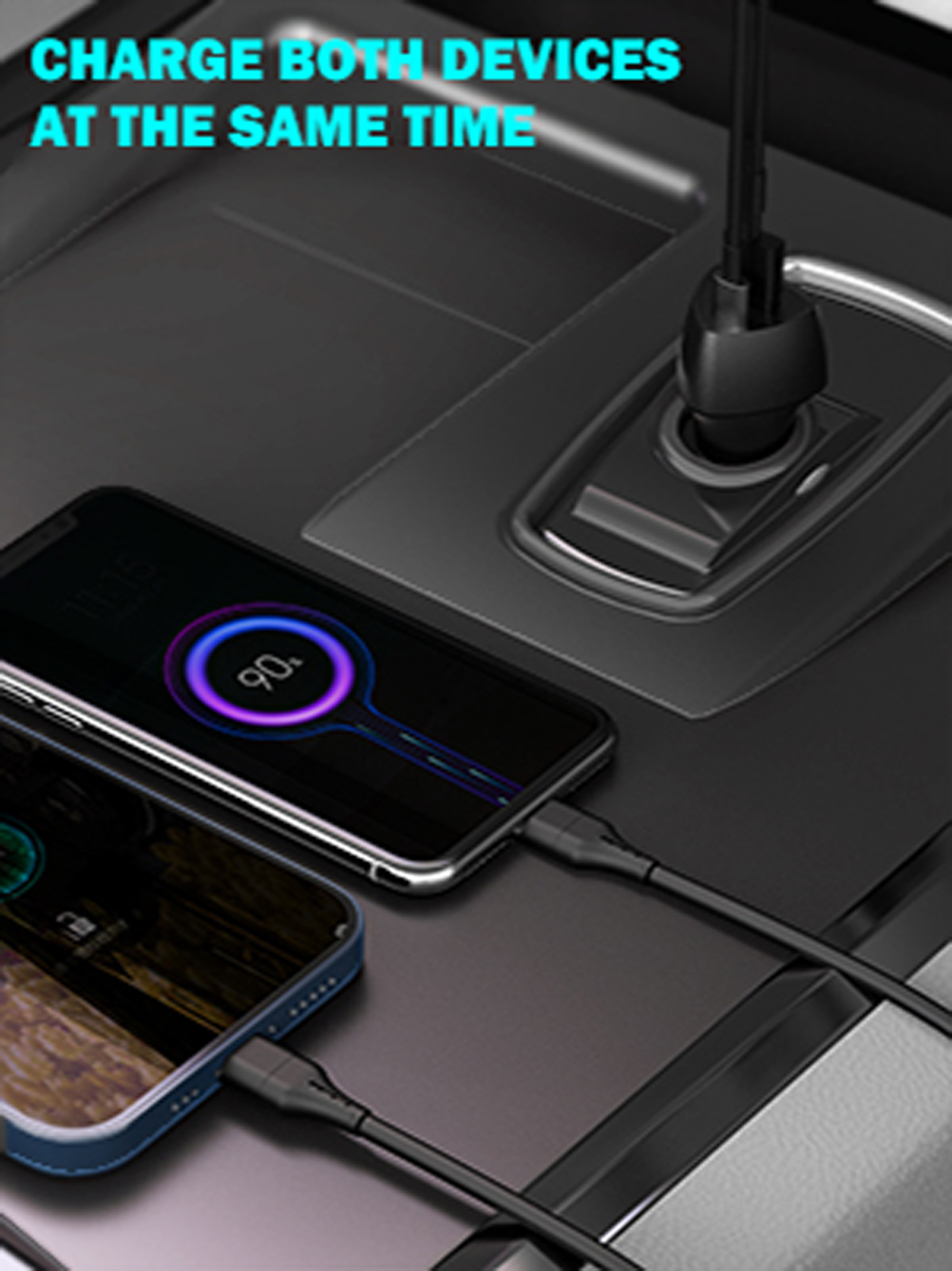 USB C PD 30W QC18W Car Fast Charger Adapter Dual Port Mini USB for IPhone 15/14