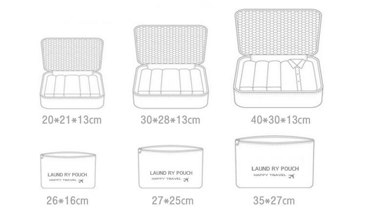 6 Pieces Polyester Travel Laundry Bag For Shoes Clothes