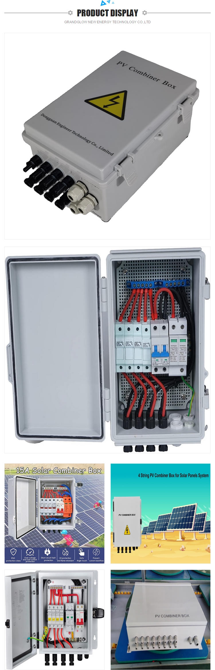 14 in 2out 500vac Pv Solar Related Products Combiner Junction Box protect the from short circuit