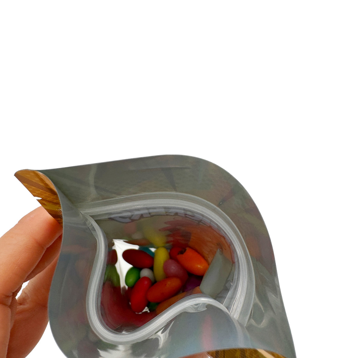 Custom Shinny Holographic Bags Packaging 3.5 Grams Stand Up Pouch With Child Proof Zipper