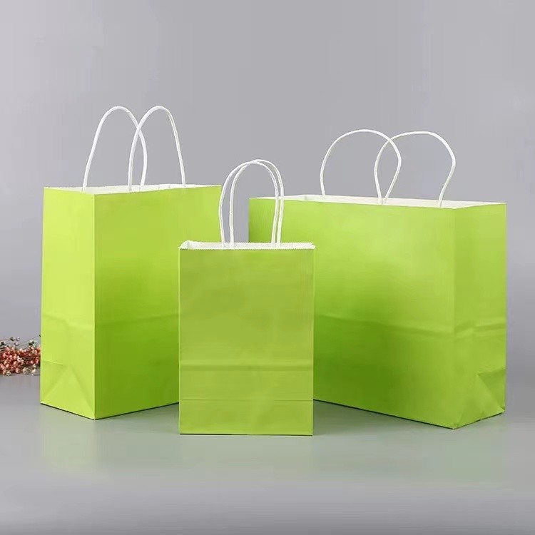 Custom Logo Printed Paper Shopping Bags Paper Grocery Bags With Handles