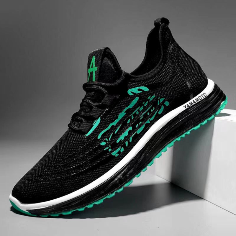 Black cool Men's Flyknit Sport Shoes Knitted Upper sample free