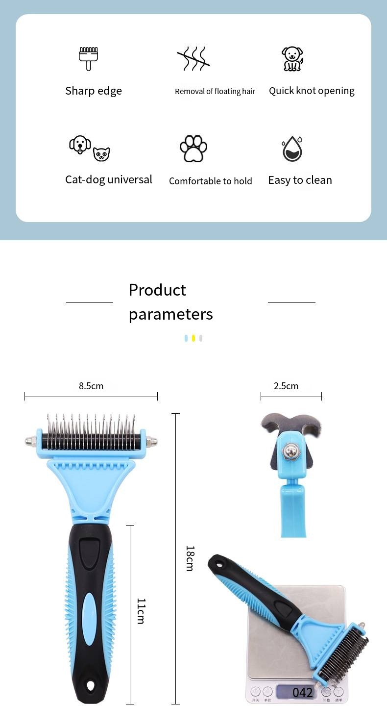 Pet Double-sided Stainless Steel Knot Brush For Dogs And Cats Skin-friendly Hair Remover Comb
