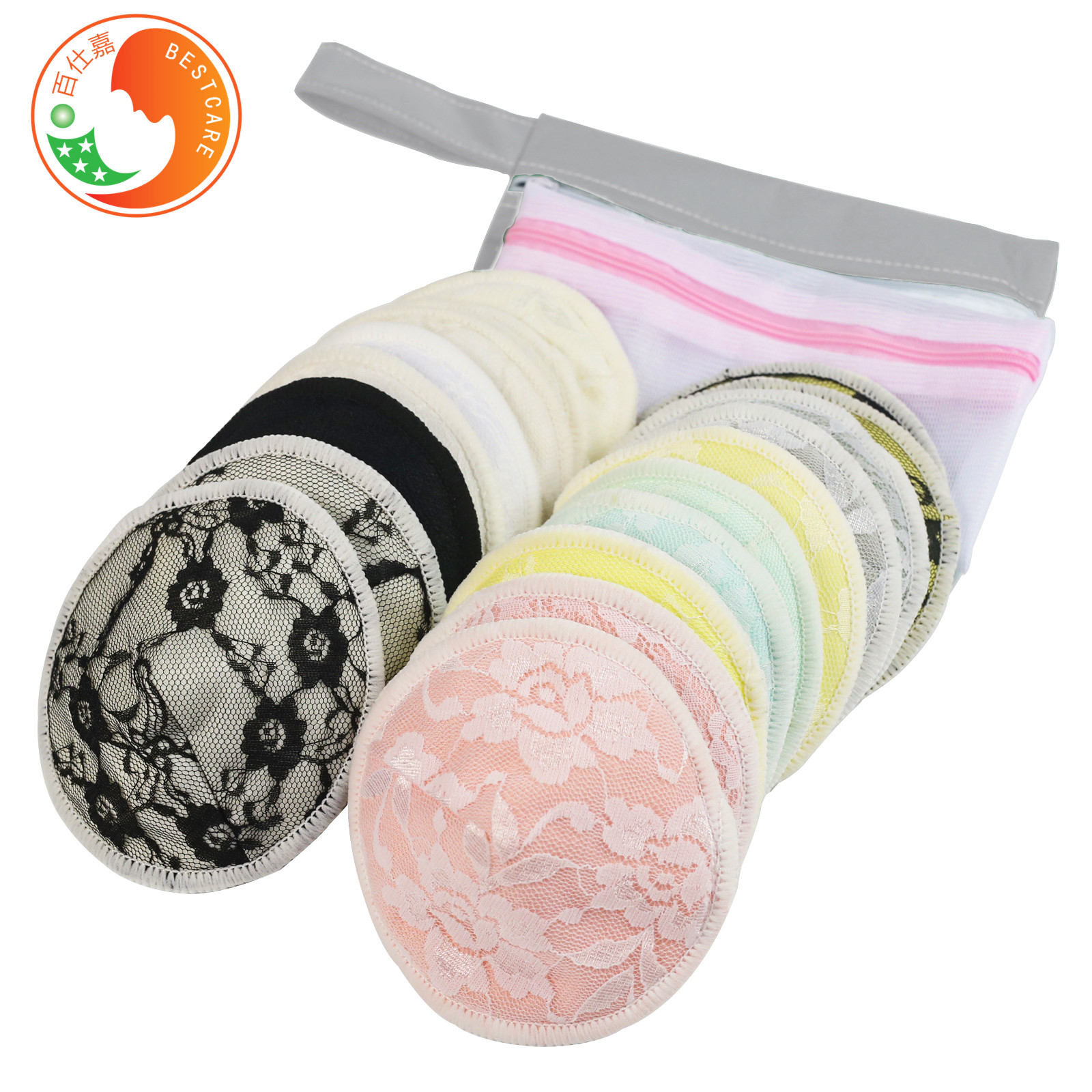 Non Sensitive Washable Breast Pads Natural Cotton Bamboo Reusable Breast Pads