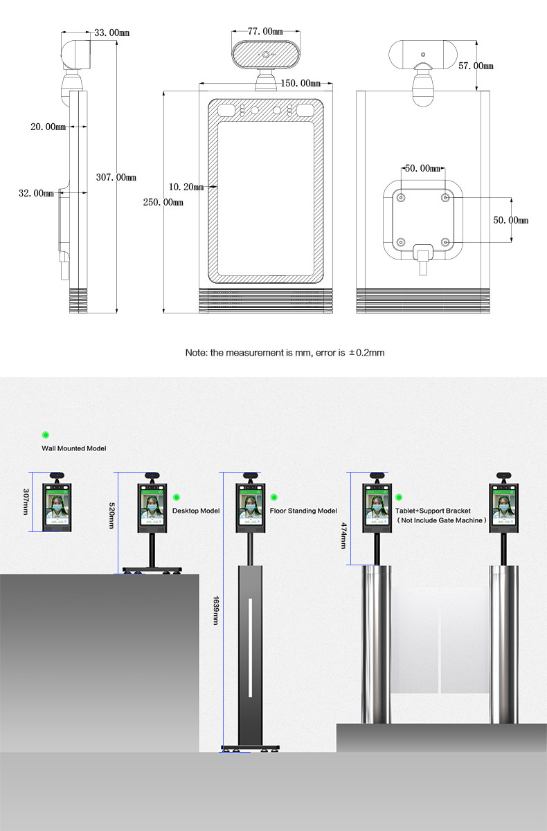 Infrared Thermal Face Recognition Camera Biometric Thermometer FCC
