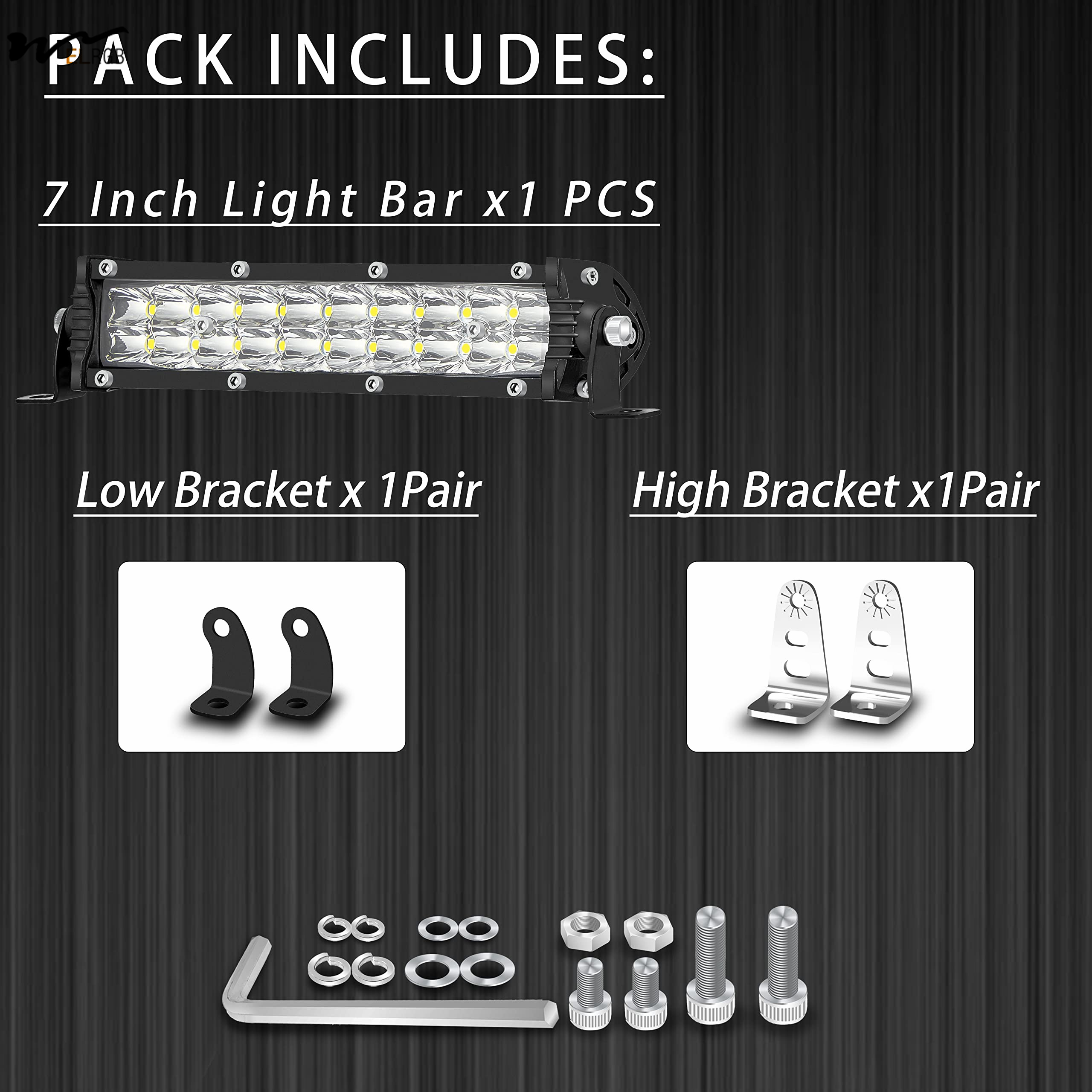 7 Inch Slim LED Light Bar for Truck 60W 6000lm Waterproof Lightbar Working Time hours 50000