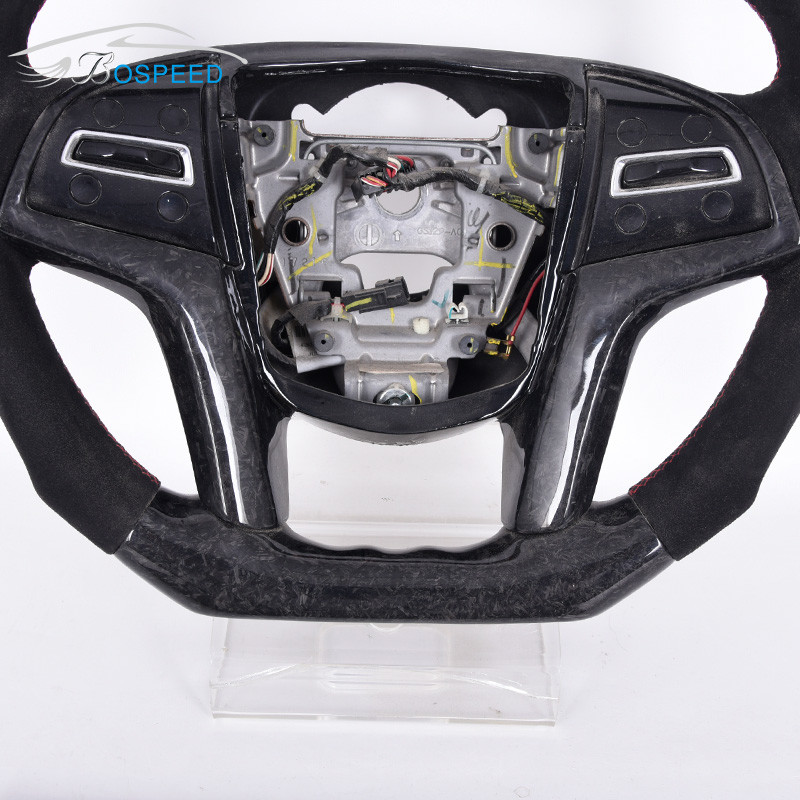 Real Forged Carbon Fiber Cadillac Srx Steering Wheel Custom Sports Blue Stitch