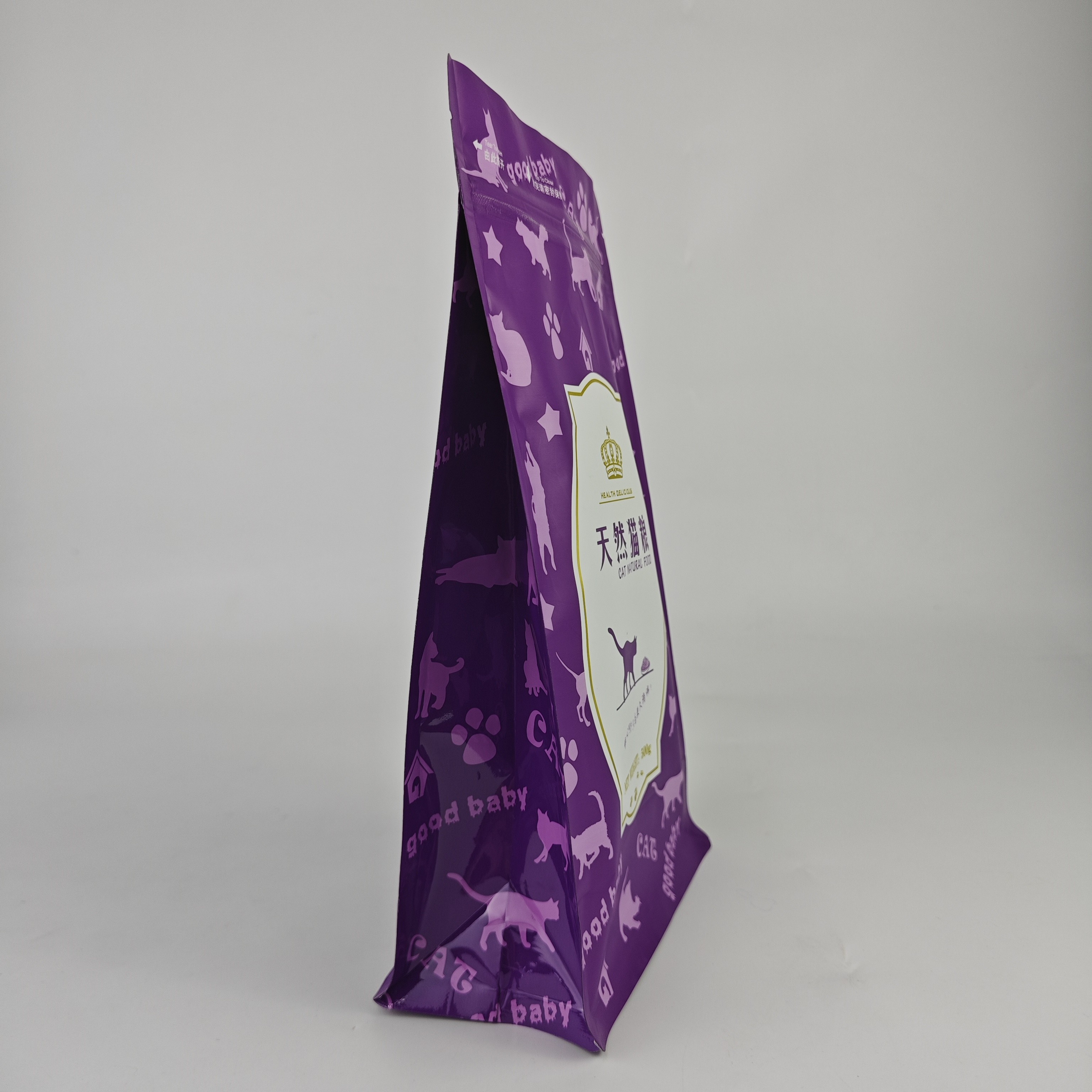 Custom printed matt finish pet food flat bottom zipper stand up packaging mylar bag