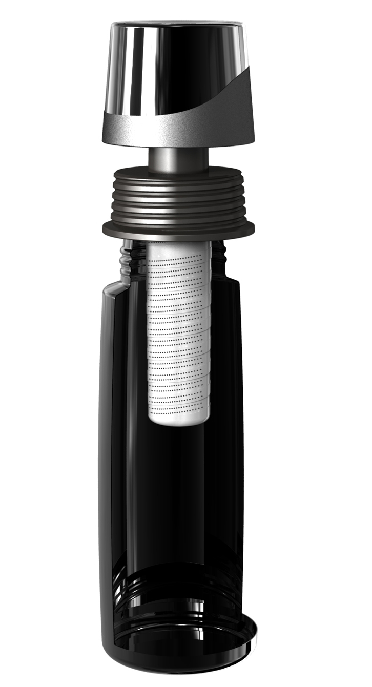 Black Vacuum Alkaline Water Flask 7cm D With 500L Filter Life