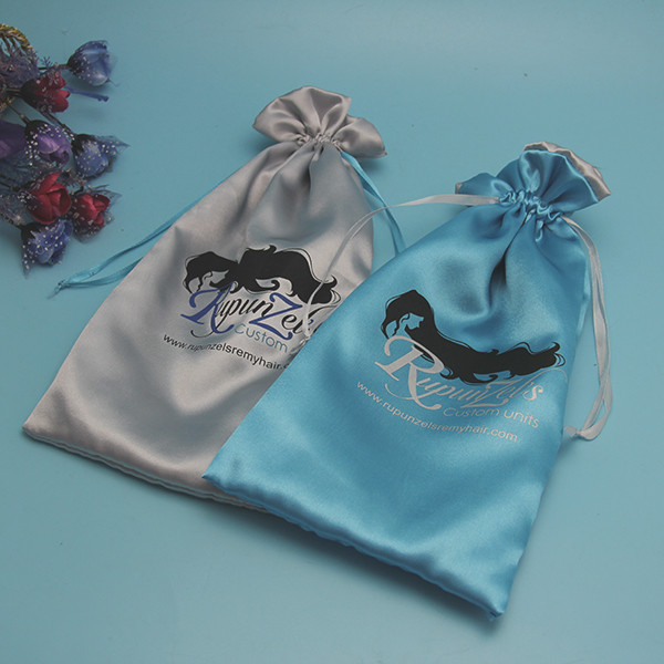Luxury Silk Satin Hair Extension Packaging Bags , Personalized Satin Organza Bags