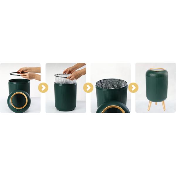 Chinese Wind Round Intelligent Sensing Household Large Capacity Trash Can with Legs