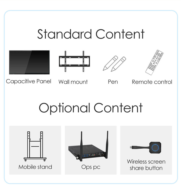 LCD Edu Touch Interactive Flat Panel 65 75 86 Infrared Interactive Panel For Classroom