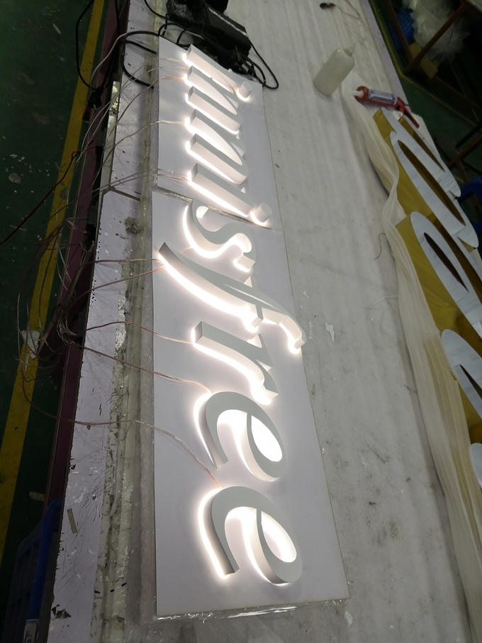 White Polished LED Edge Light Signs 6500k 5000k 4000k 3000k Stainless Steel