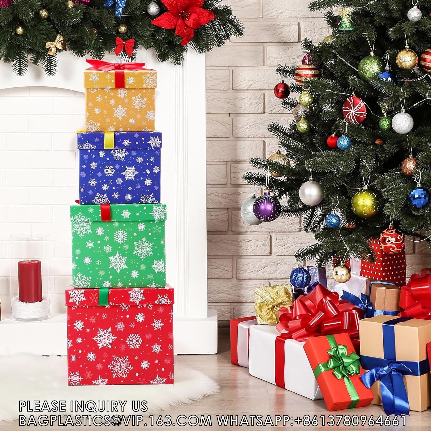 Christmas Nesting Gift Boxes Hard Xmas Stackable Boxes Candy Christmas Decorative Boxes With Lids Xmas Nested Boxes
