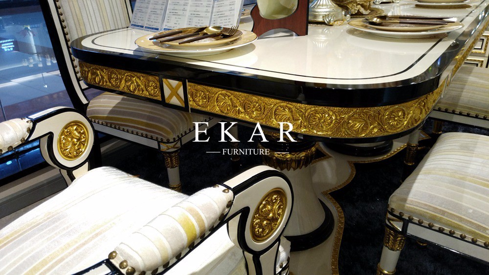 High Quality Artificial Carving Luxury Square Dining Table