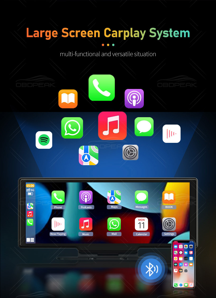 10.26" Wireless Carplay Dashboard Media Player 2.5K Android Auto
