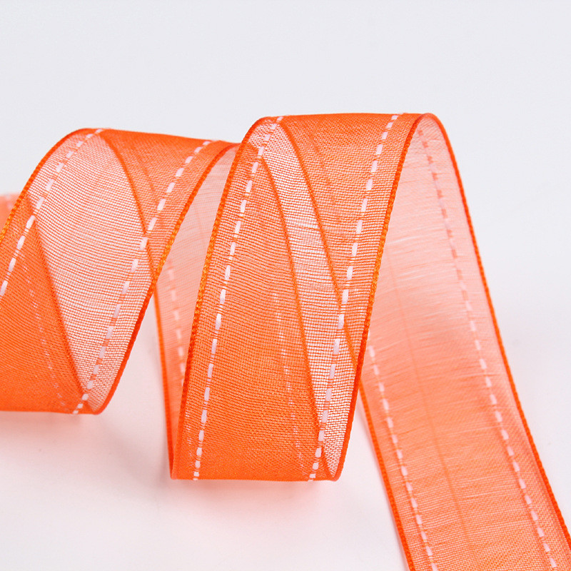 25mm|38mm Stitched Edge Polyester Organza Ribbon for Flower Gift Packing