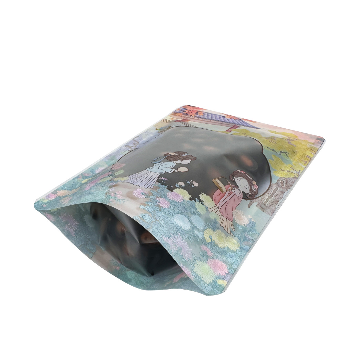 Classical Style Matte Plastic Custom Printed Stand Up Pouches with Clear Window and Zipper for Candy