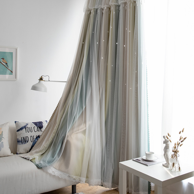 Living Room Printing Voile Sheer Eyelet Curtain Fabric 54*84inch