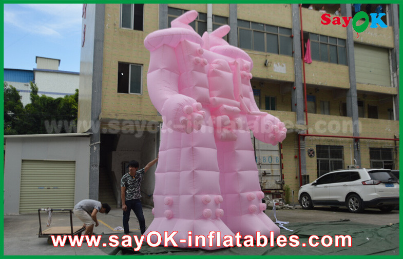Pink Oxford Cloth / PVC Inflatable Robot For Outside Advertising Products