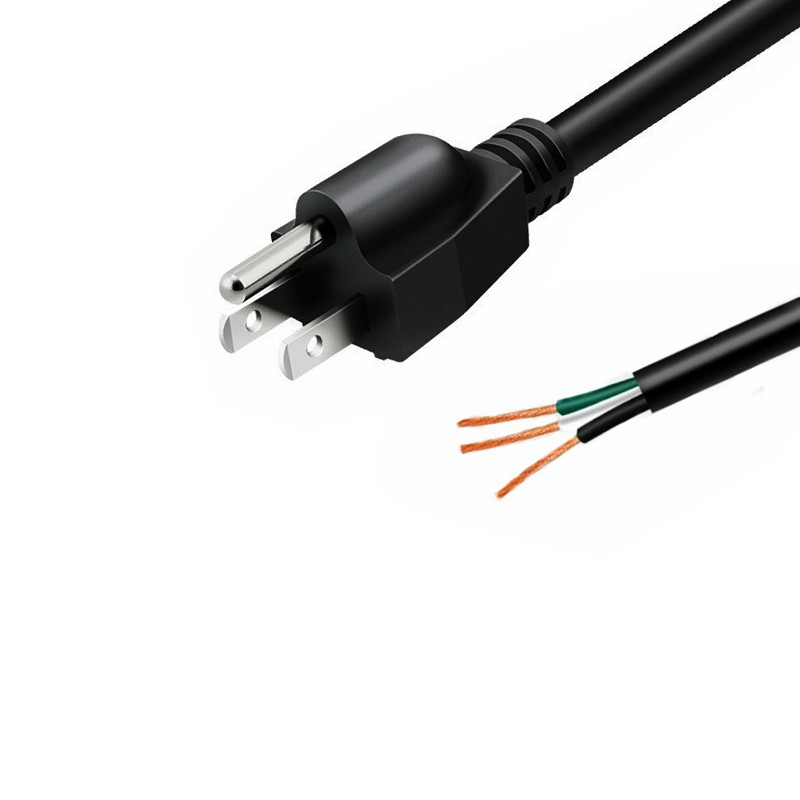 16AWG AC Power Supply Cable Cord USA 3 Pin Plug Half Stripped US Standard