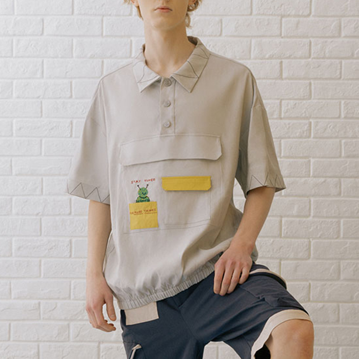 Boy / Mens Trendy T Shirts Patchwork Pattern Short Sleeve Fabric Weight 180 Grams