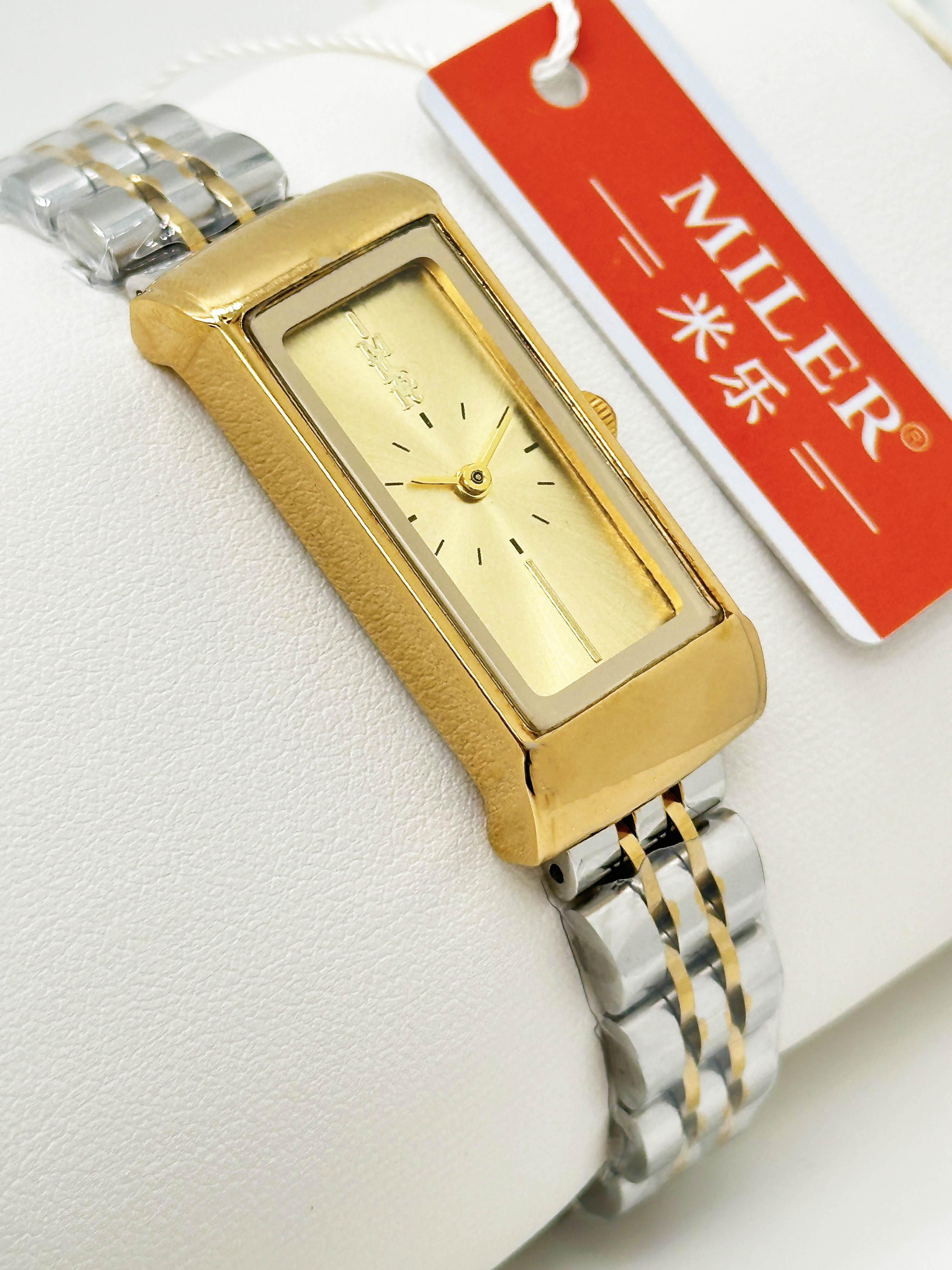 Custom Analog Lady Quartz Watch Silver And Golden Band Stainless Steel Quartz Watches